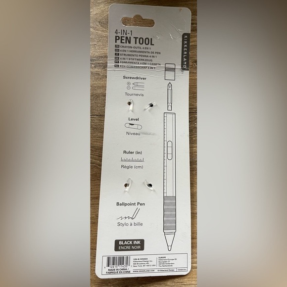 NWT KIKKERLAND Silver 4-in-1 PEN TOOL Screwdriver Level Ruler Ballpoint Pen - Picture 3 of 3